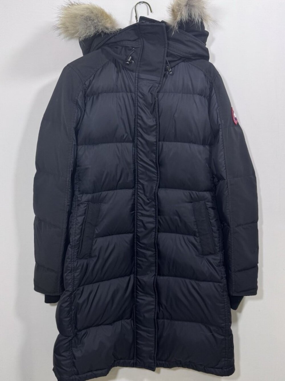 Canada Goose Rowley Parka Duck Down Coat Black Coyote Fur Women M Medium Luxury
